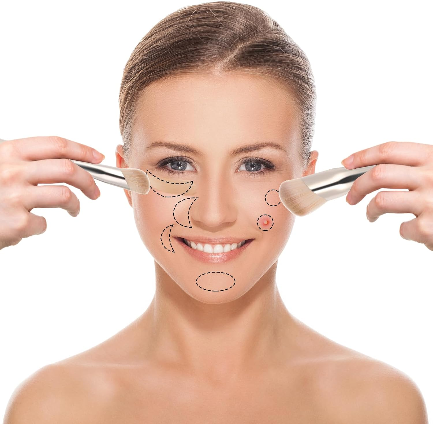 Bewudy 2 Pcs Concealer Brush, Angled Concealer Brushes for under Eye, Precision Face Blending Blush Brush, Foundation Concealer for Dark Circles, Make up Nose Contour Brush Applicator image number 2