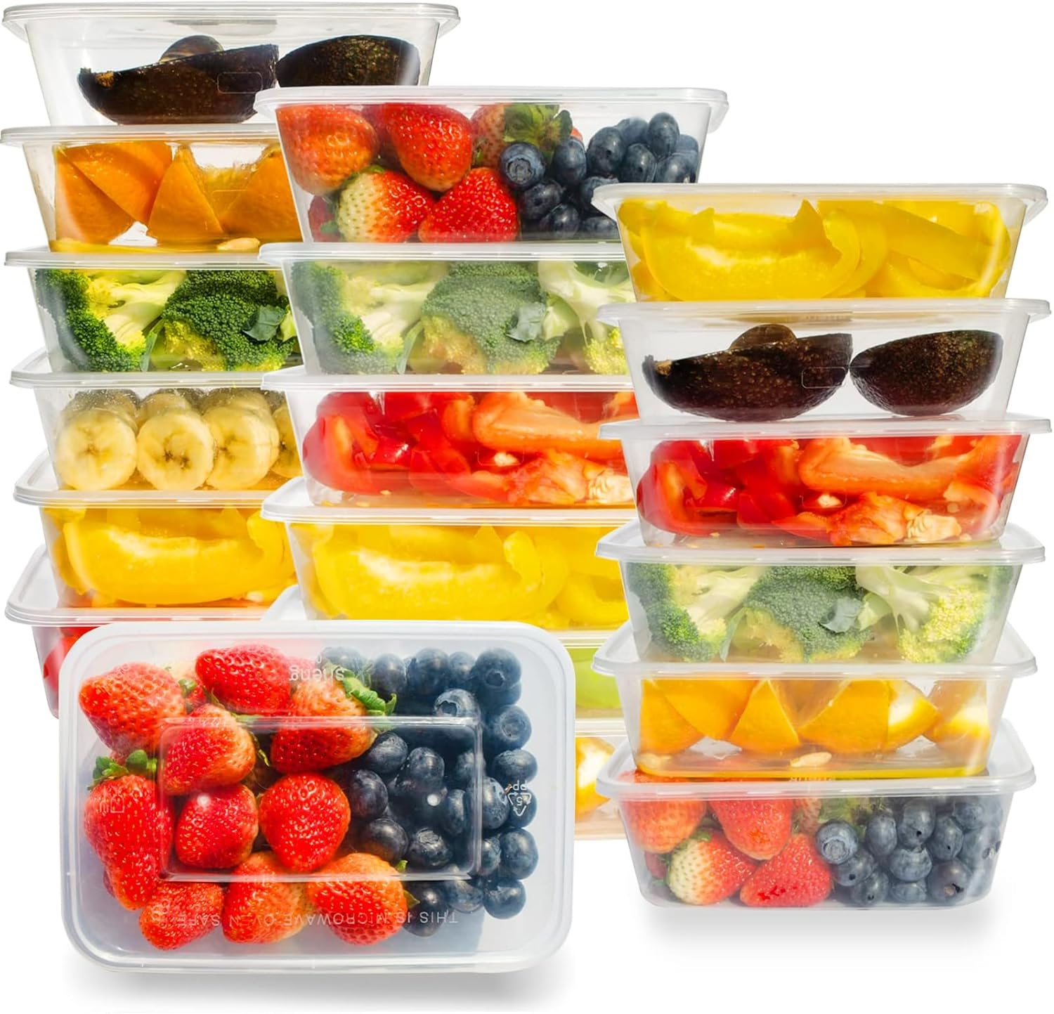 100 Pack Plastic Food Containers Disposable with Lids, 650Ml, 17Cm X 11.5Cm X 4.9Cm, Microwave, Freezer Safe, Thickened Stackable Meal Prep Containers - Clear, Bpa-Free Food Containers for Storage image number 1