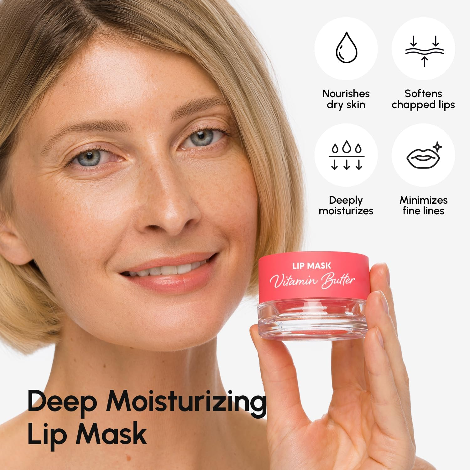 MAREE Lip Moisturizer - Lip Mask Overnight - Moisturizing Lips Butter Balm with Hyaluronic Acid - Lip Sleeping Mask - Lip Moisturizer for Very Dry Lips Care - Hidratante De Labios Care Products image number 3