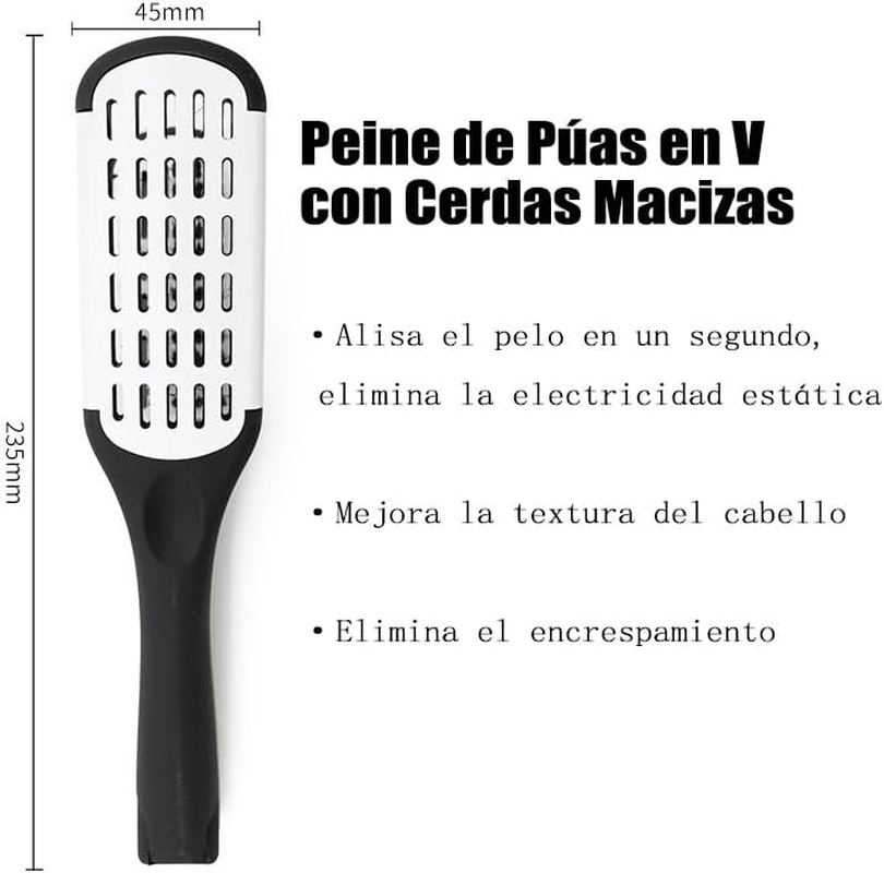 Peine Alisador De Cabello Cepillo Doble Cara Para Planchar Palo Plastico El Pelo Hair Straightening Clamps V Comb Straightener Professional V Shaped C image number 1