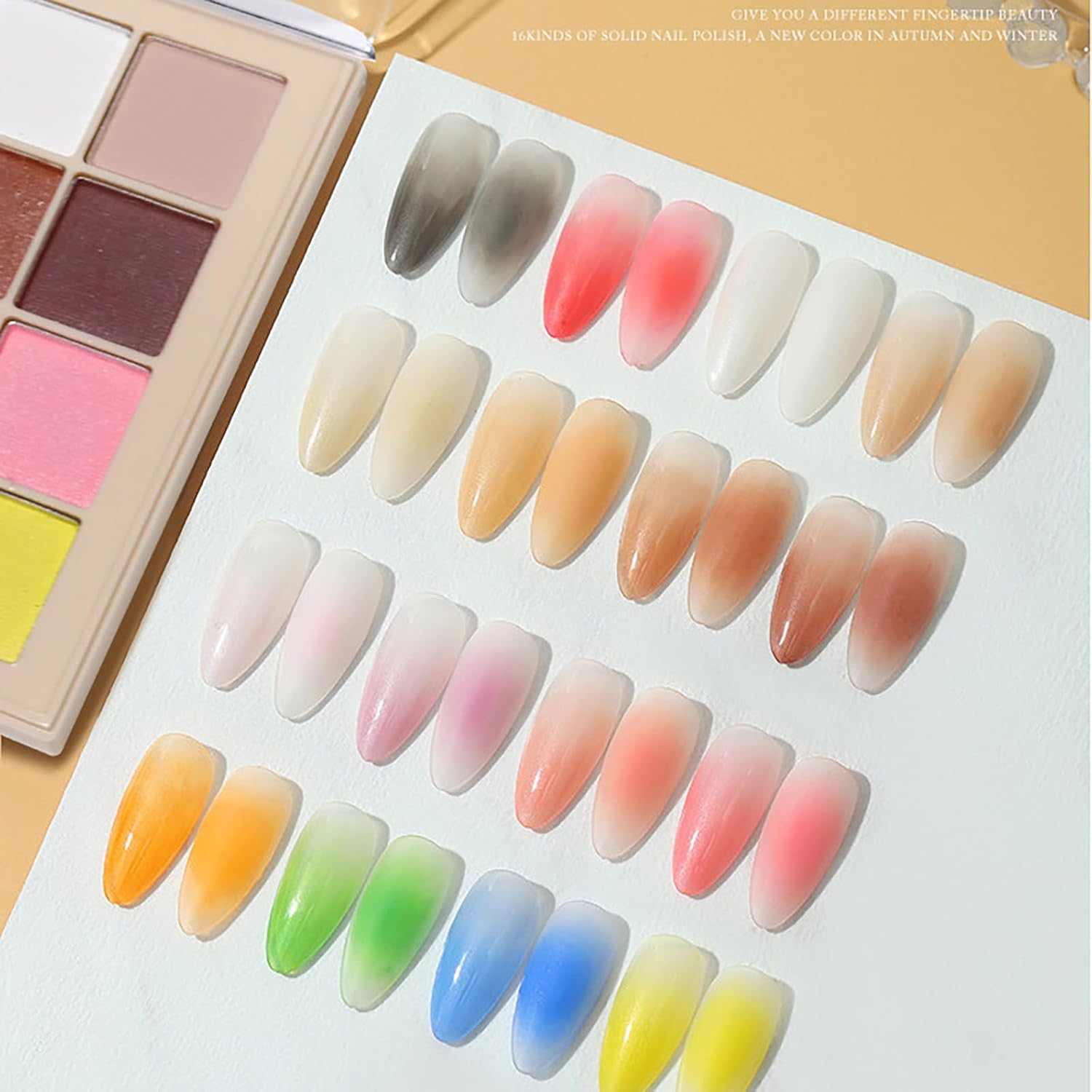 Enmart 16 Colors Soild Nail Gel Palette, Aurora Mirror Nail Glitter Powder, Nails Gel Polish Pigment Nail Art Decorations, Metallic Nail Glitter Powder for Nail Art Decoration Nail Salon(02) image number 3