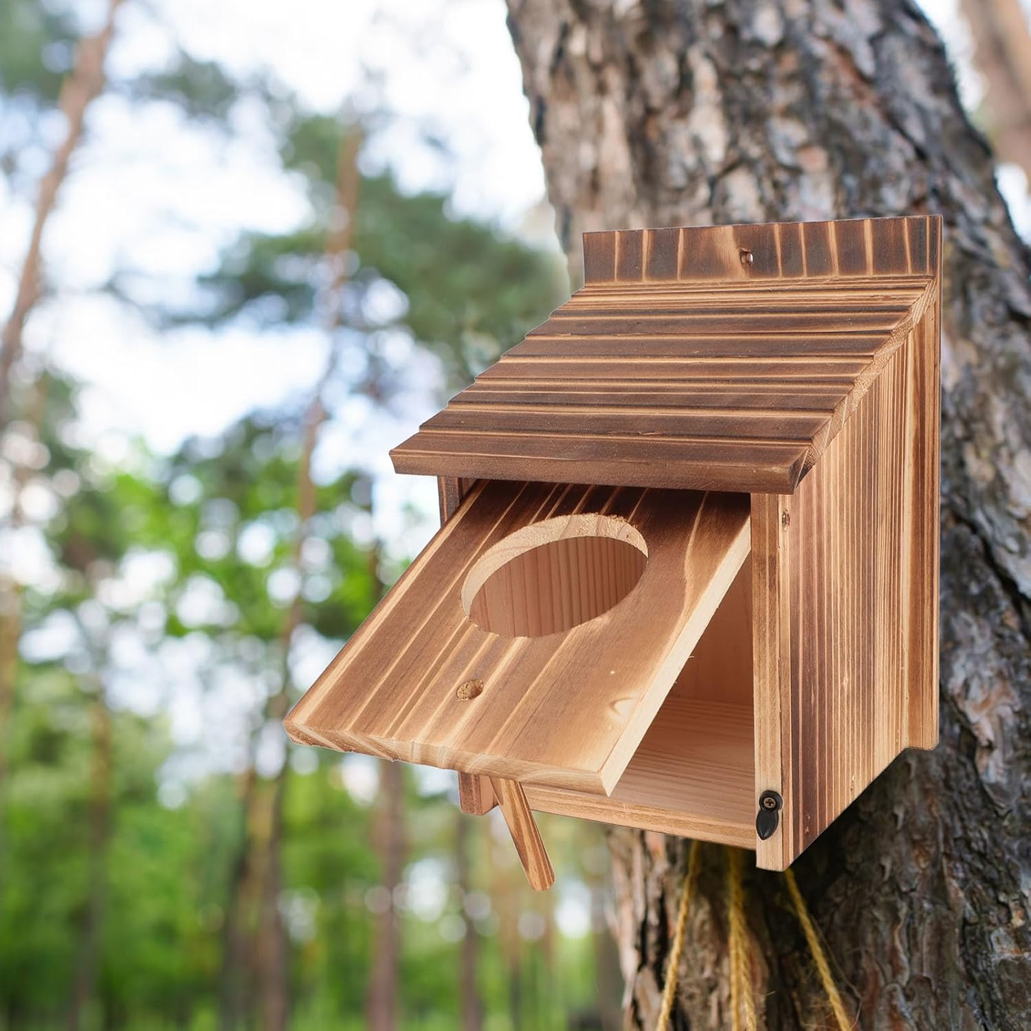 Wood Bird House, Owl House for Outside, Versatile Mounting Birdhouses for outside Clearance with Pole Bird Nesting Box, Barn Owl House Bluebird for Garden Patio Decorative image number 5