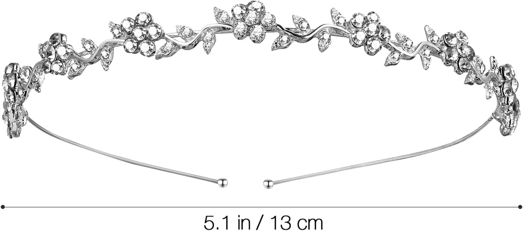 VICASKY Crystal Bridal Flower Leaves Crown Headband Headdress Tiara Wedding Bride Headband Hair Accessories Confirmation Girls Silver Flower Wreath Hair Dirndl Costumes image number 2