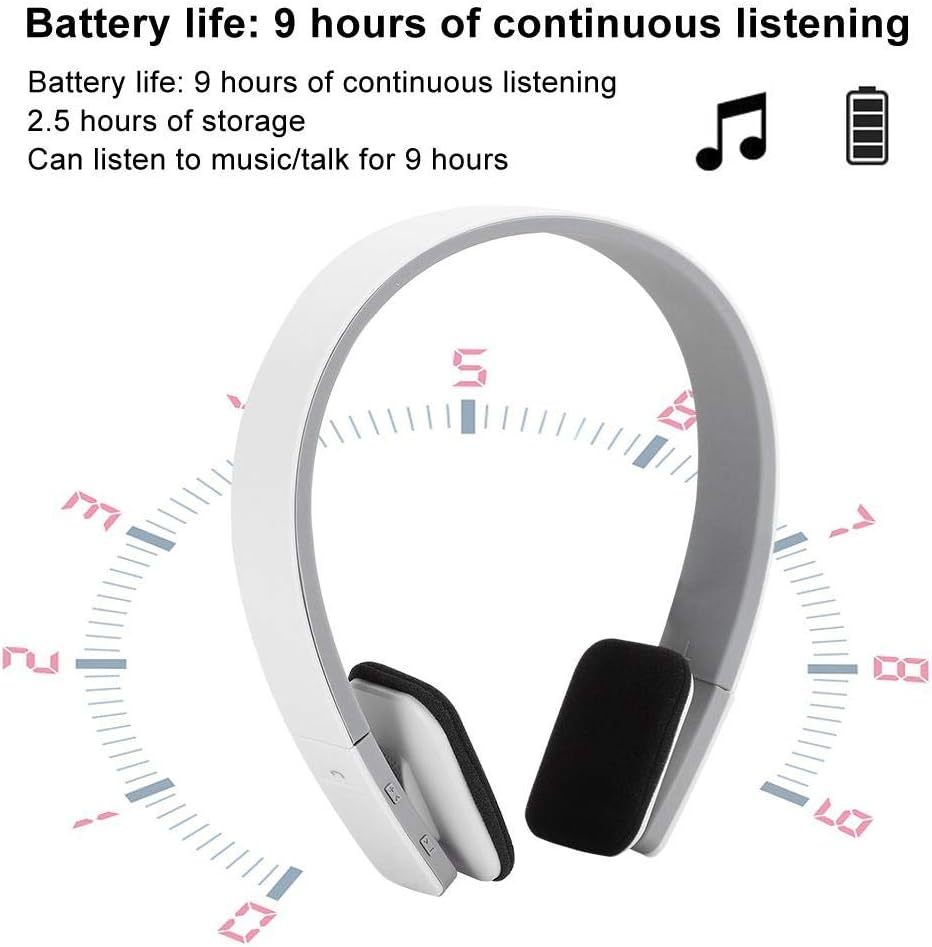 VBESTLIFE Bluetooth Headset, BQ618 Wireless Bluetooth 5.0 Stereo Sports Headset with Microphone Running Fitness Heavy Bass Audio Hands-Free Headphones (White) image number 1