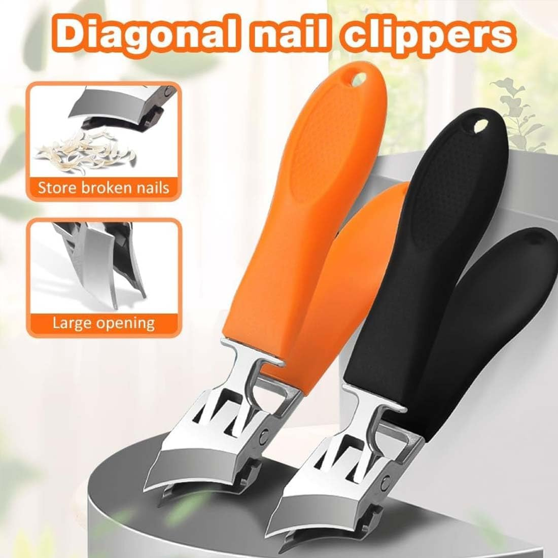Wide Jaw Opening Anti-Splash Slanted Nail Clipper,Curved Toenail Clippers Men,Slanted Edge Nail Clippers for Women,Slanted Curved Nail Clippers for All Thick Nails (Orange)