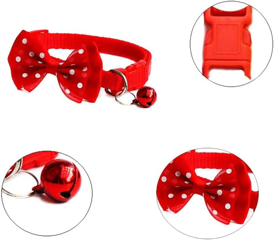 AIMALL Bow Tie Cat Dog Kitten Collar with Breakaway Safety Release Buckle & Bell, Adjustable 0.39In Width, 7.5-12.6In Neck Size image number 2