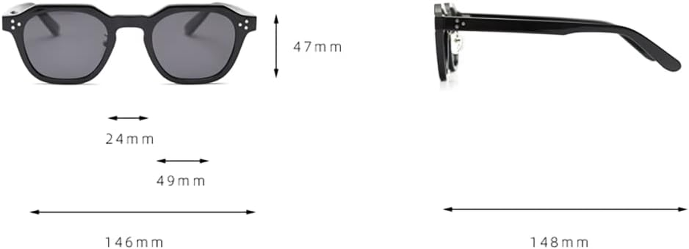 Kachawoo TR90 Polarised Sunglasses for Women Men Square Polygon Retro Vintage Sunglasses Thick Frame Luxury Brand Design Glasses - Black With Orange image number 4