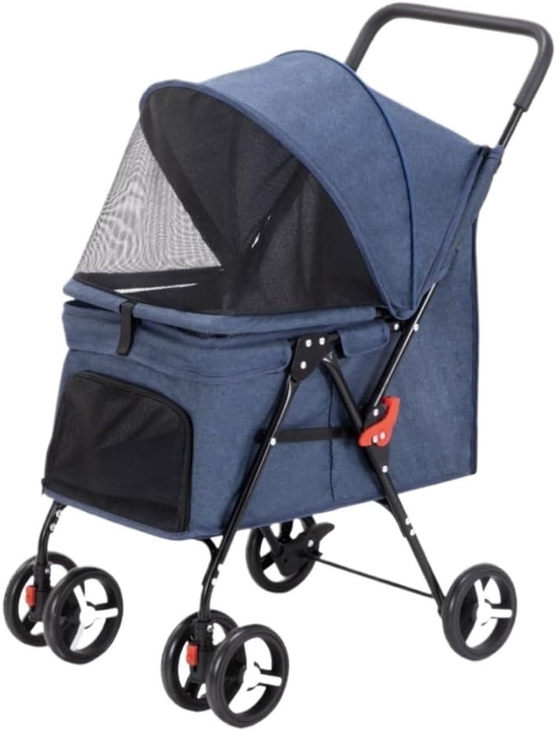 Pet Stroller Dog Stroller Cat Stroller Folding Pet Stroller with 4 Wheel Cat Stroller for Travel Walk Dog Stroller for Small Medium Dogs & Cats Dog Pram Dog Cat(Color:Gray)