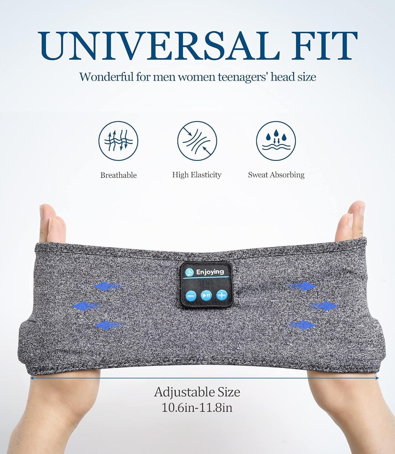 Sleep Headphones Bluetooth Sports Headband, Wireless Music Headband Headphones, IPX6 Waterproof Headphones with Mic for Sleeping Workout Running Side Sleepers Travel Yoga image number 5