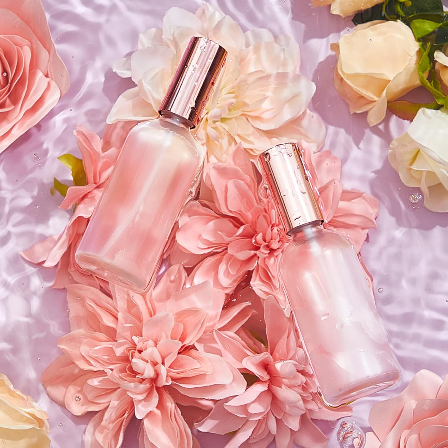 Roshtia 30 Pcs 3.4 Oz/ 100 Ml Rose Gold Glass Spray Bottle Refillable Perfume Atomizer Clear Decorative Empty Bottles with Fine Mist Sprayer Pump for Face Body Travel image number 2