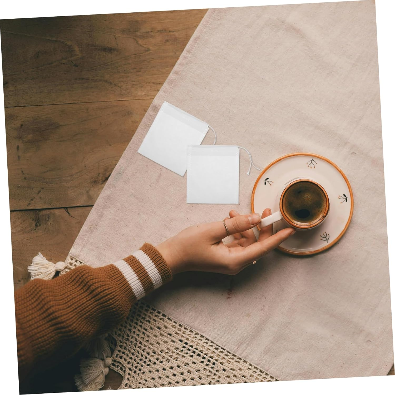 NOLITOY 100Pcs Drawstring Tea Bags for Loose Leaf Tea Small 9X10Cm Sachets for Brewing for Home and Travel