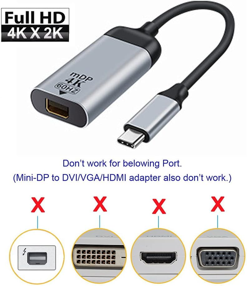 Xiwai USB-C Type C to Mini DP Displayport Cable Adapter 4K 2K 60Hz for Tablet & Phone & Laptop image number 6