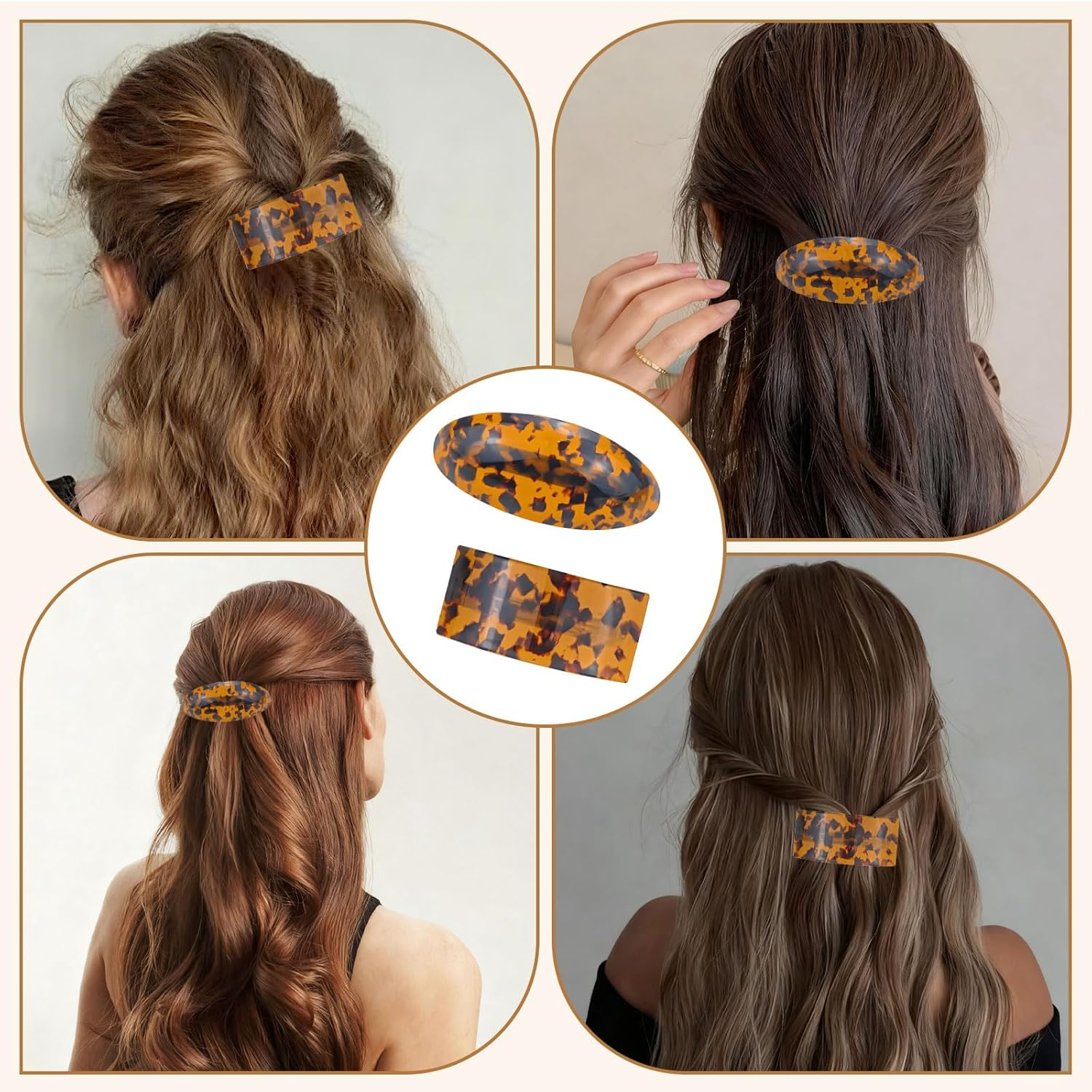 Xanthelle Hair Slides for Women, 2 Pieces Large Hairpins and Flat Hair Clip as Flat Clips with Hair Slide for Women and French Hair Slide image number 4