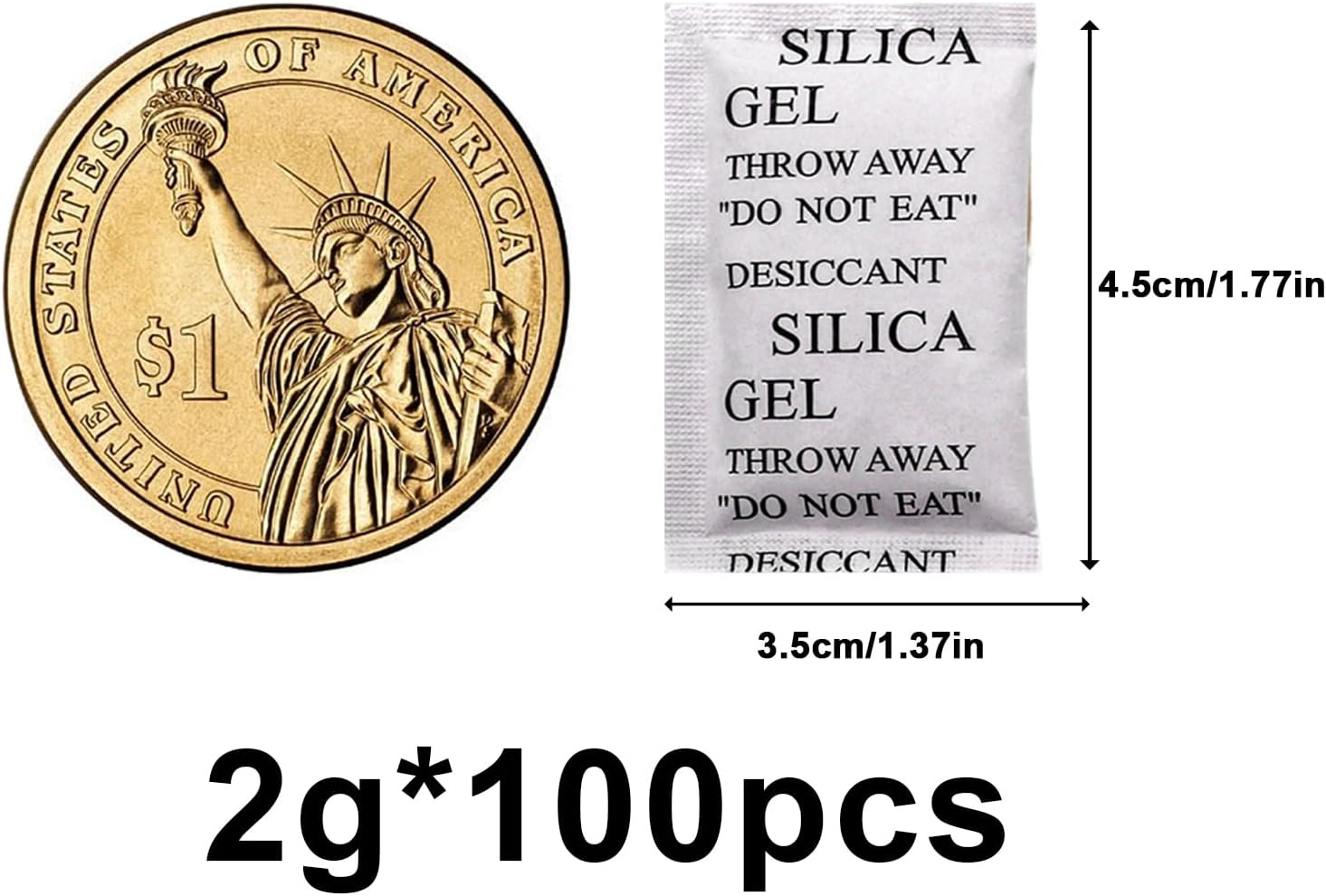100Pack Silica Gel Packets, Reusable Moisture Absorber, Desiccant Packets, for Spice, Jewelry, Shoeboxes, Electronics Storage image number 3