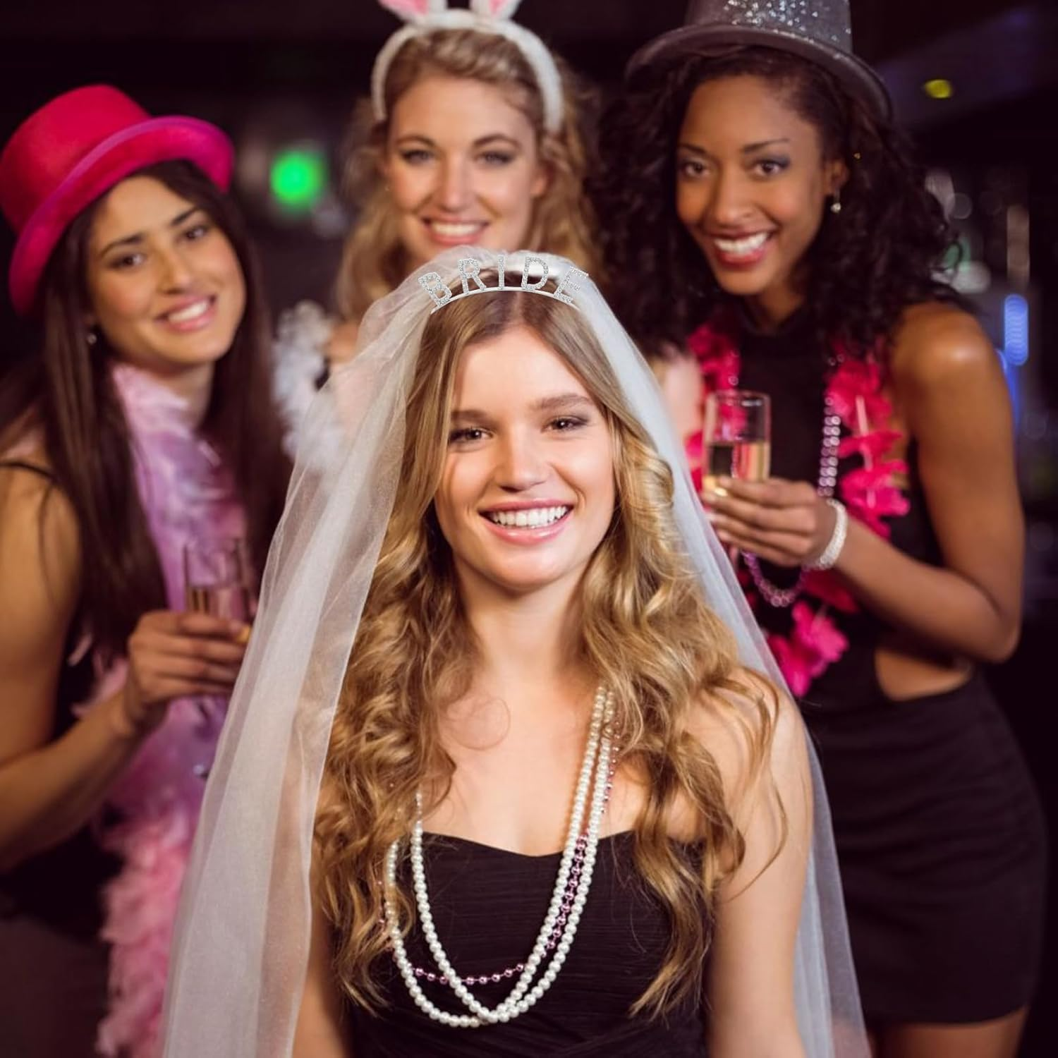 DIELOVEHUA Bride Headband, Bride to Be Headband, Women Silver Bridal Headband, Women'S Elegant Headband, Bridal Rhinestone Hair Accessories, for Birthday, Hen Party, Wedding image number 5