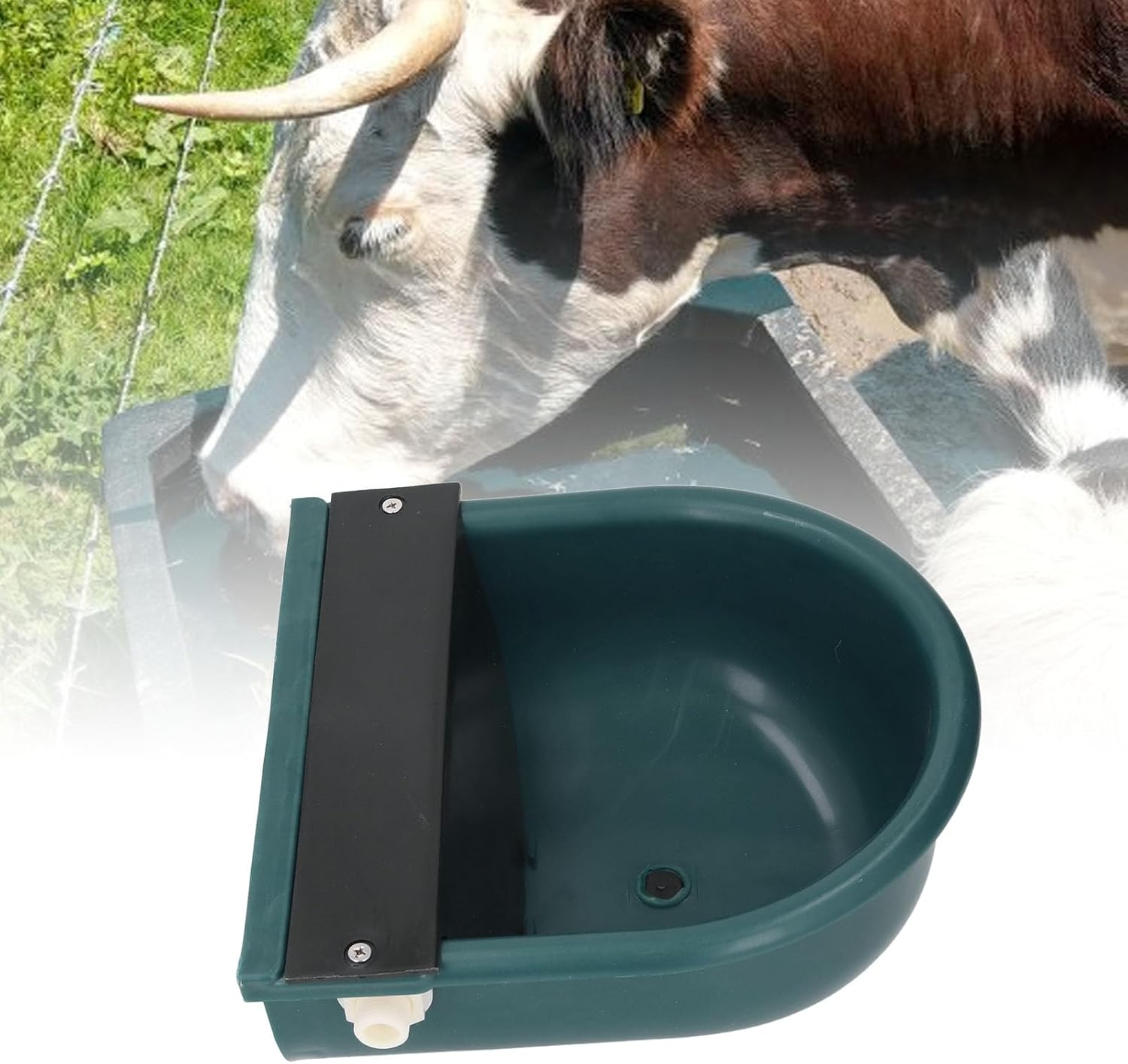 Automatic Waterer Bowl, Large Capacity Livestock Water Trough Bowl with Drainage Hole for Cattle Sheep Horse, Large Horse Waterer Automatic Water Dispenser Bowl for Sheep Dog image number 2