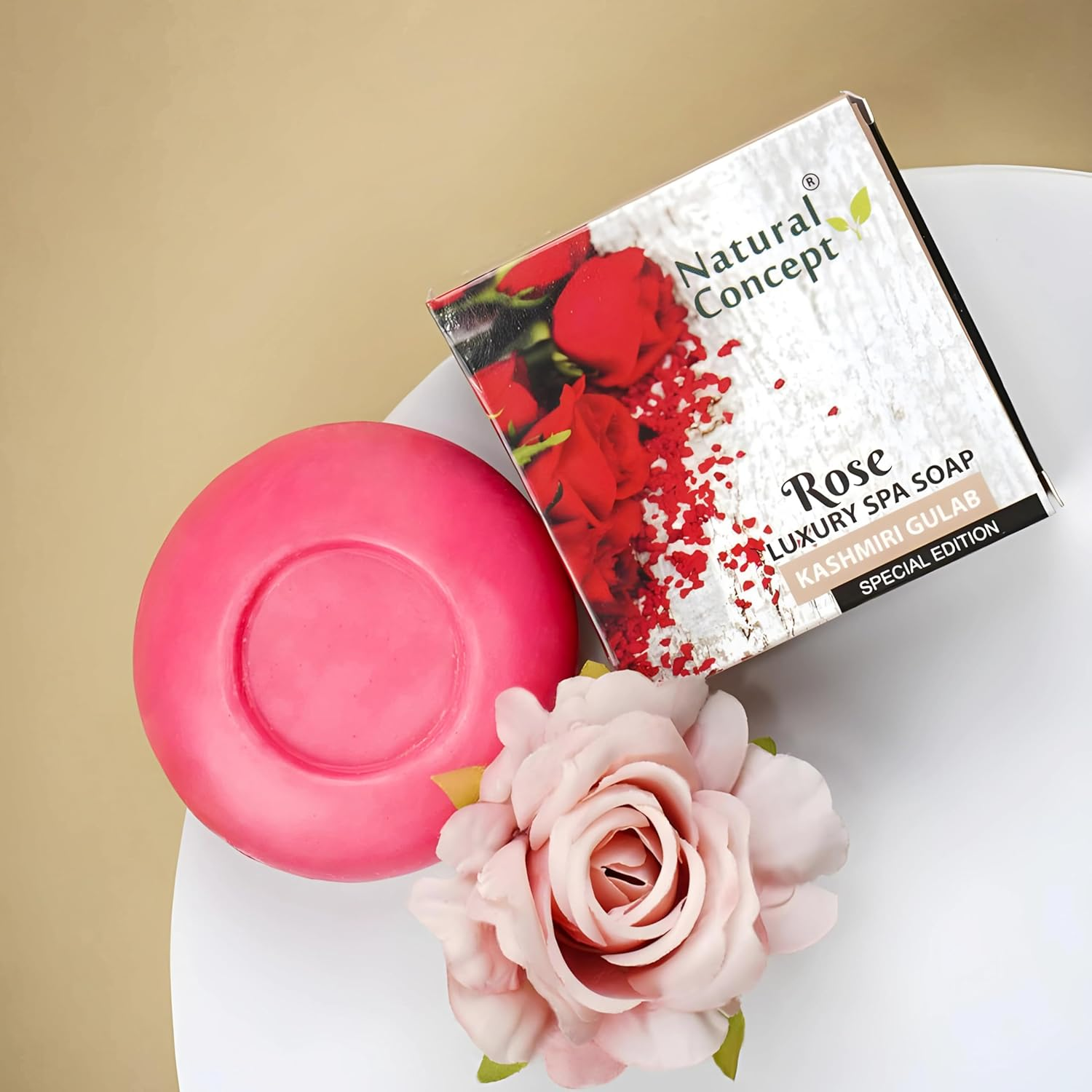 Natural Concept Rose Soap for Men & Women 100G Pack of 4 (Contains Pure Coconut Oil, Vegan, Skin-Friendly with 5.5 Ph, for Face, Body and Hair, Gentle and Moisturizing) image number 1