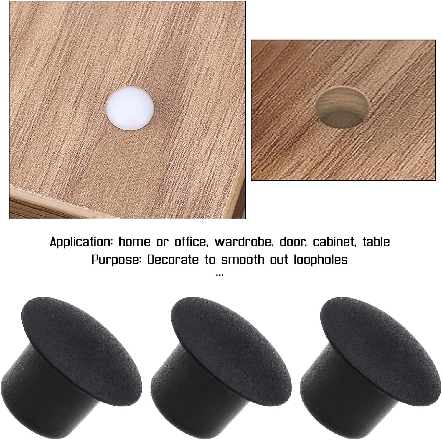 SING F LTD 50Pcs Drill Hole Cover Caps 10Mm Hole Plugs Push-In Type Hole Drilling Cover Plugs Blanking End Caps for Wardrobes Cupboards Cabinets Shelves Bookcase Furniture image number 5