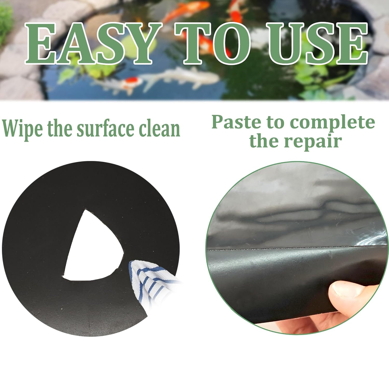Pond Liner Seam Tape Single Sided, Waterproof Pond Repair Kit Butyl Rubber for EPDM PVC Outdoor Pond Liner Leak Repair Long-Lasting Easy to Apply image number 3