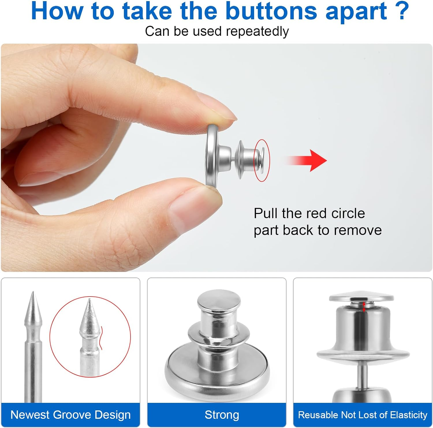 Ceryvop 12 Set Buttons Pin for Loose Jeans, Jeans Button Adjuster for Pants, No-Sew Waist Tightener Pins for Pants, Make Loose Jeans Smaller, Adjustable Pants Button Replacement image number 6