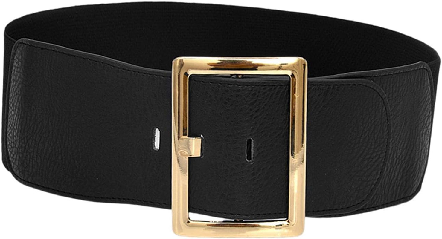 Yuksok Women'S Stretch Belt,Cinch Belt,Wide Elastic Belt, Chic,Soft Vintage Style, Metal Buckle Cinch Waistband Women Wide Waist Belt for Dress Coat