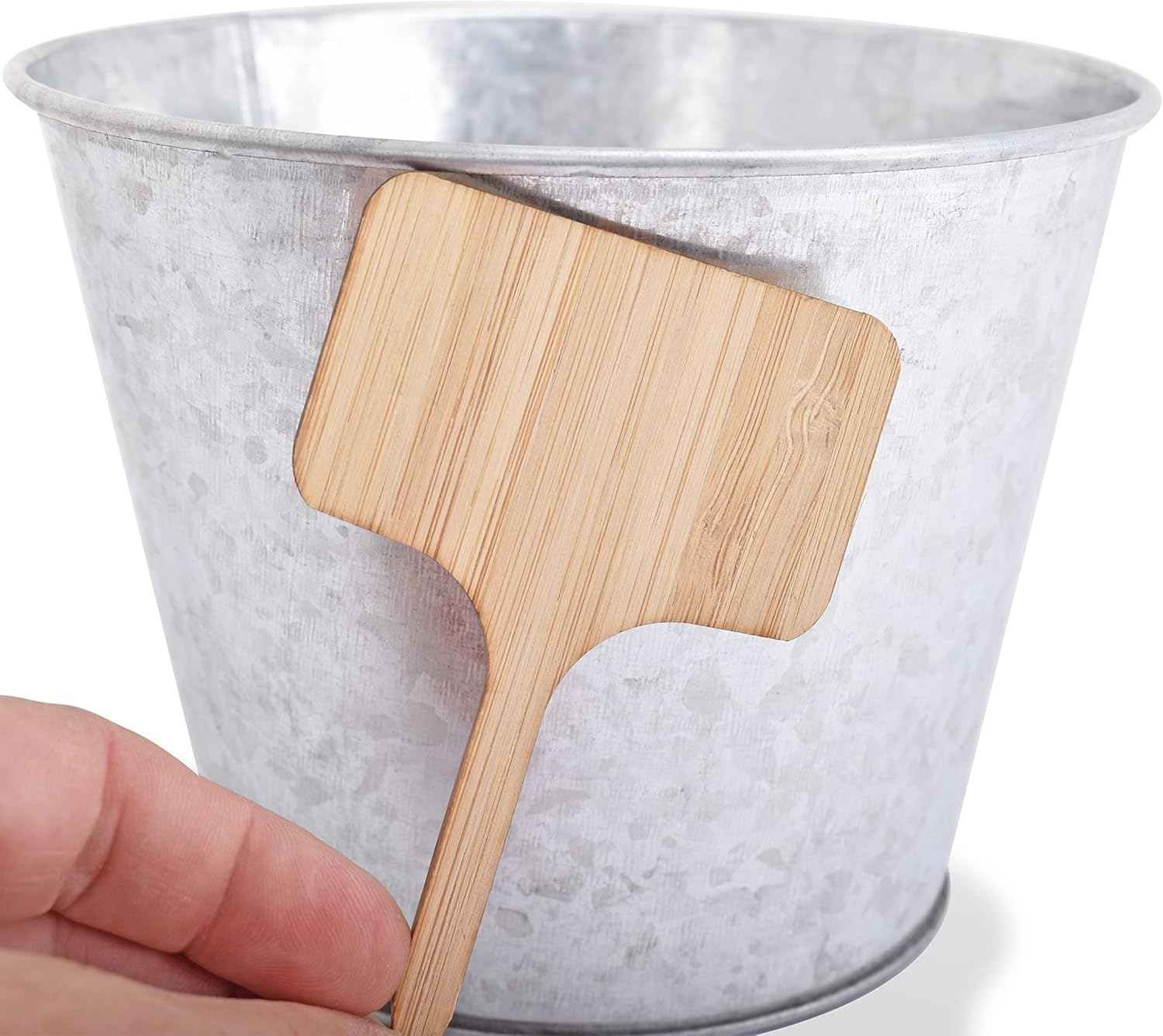 Katai Galvanized Metal Buckets - 6 Pack - Steel Planter Pots for Flowers, Plants, Decor, Home Organization, Weddings - Complete with 6 Labels image number 1