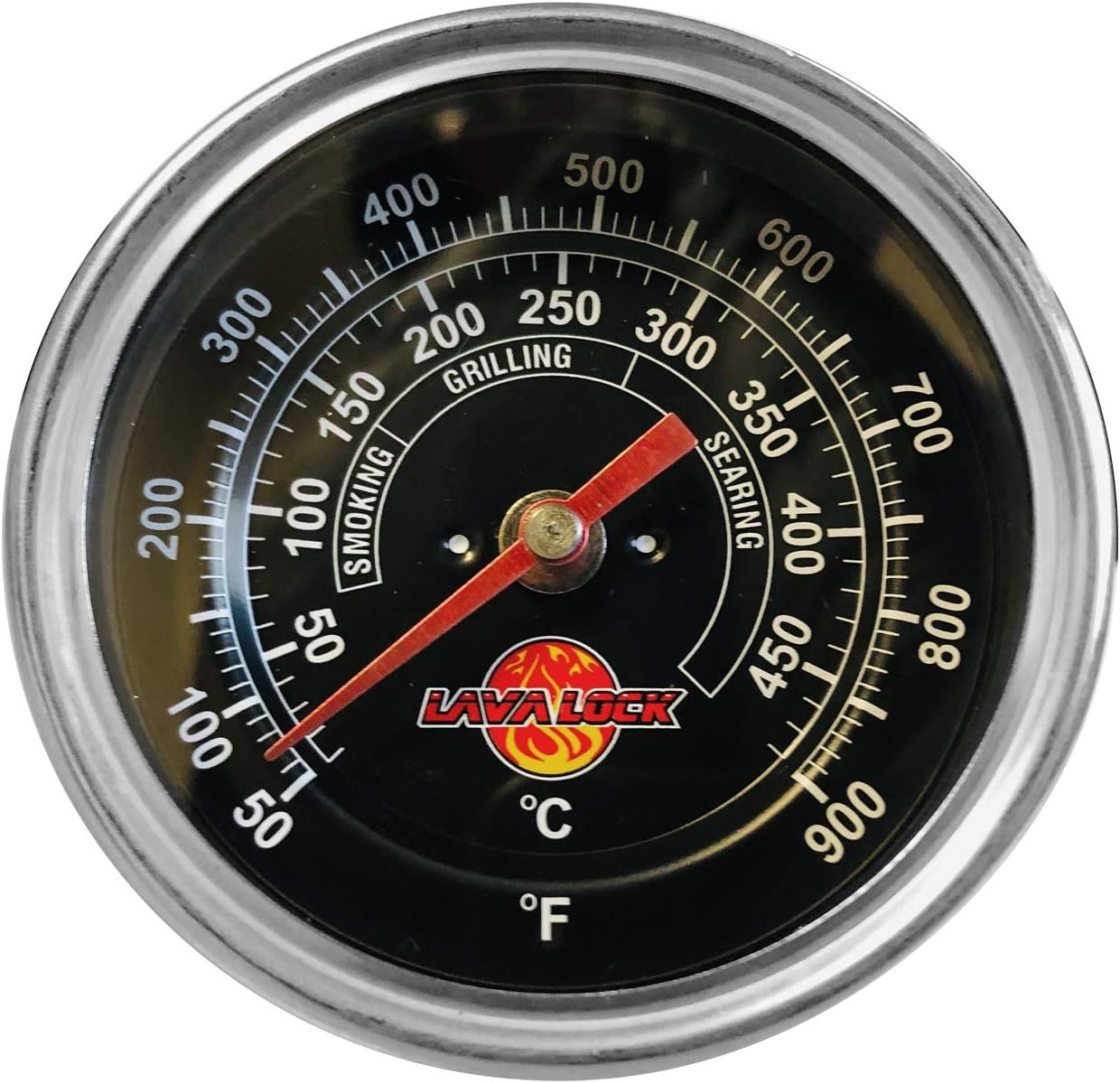 Lavalock Black Face BBQ Grill Thermometer 50F-900F High Temp Range Heavy Duty Premium Quality Smoker Thermo 2 Inch or 3" M8 (9/32") 3 Inch Stem (3 In. Black Face) image number 4
