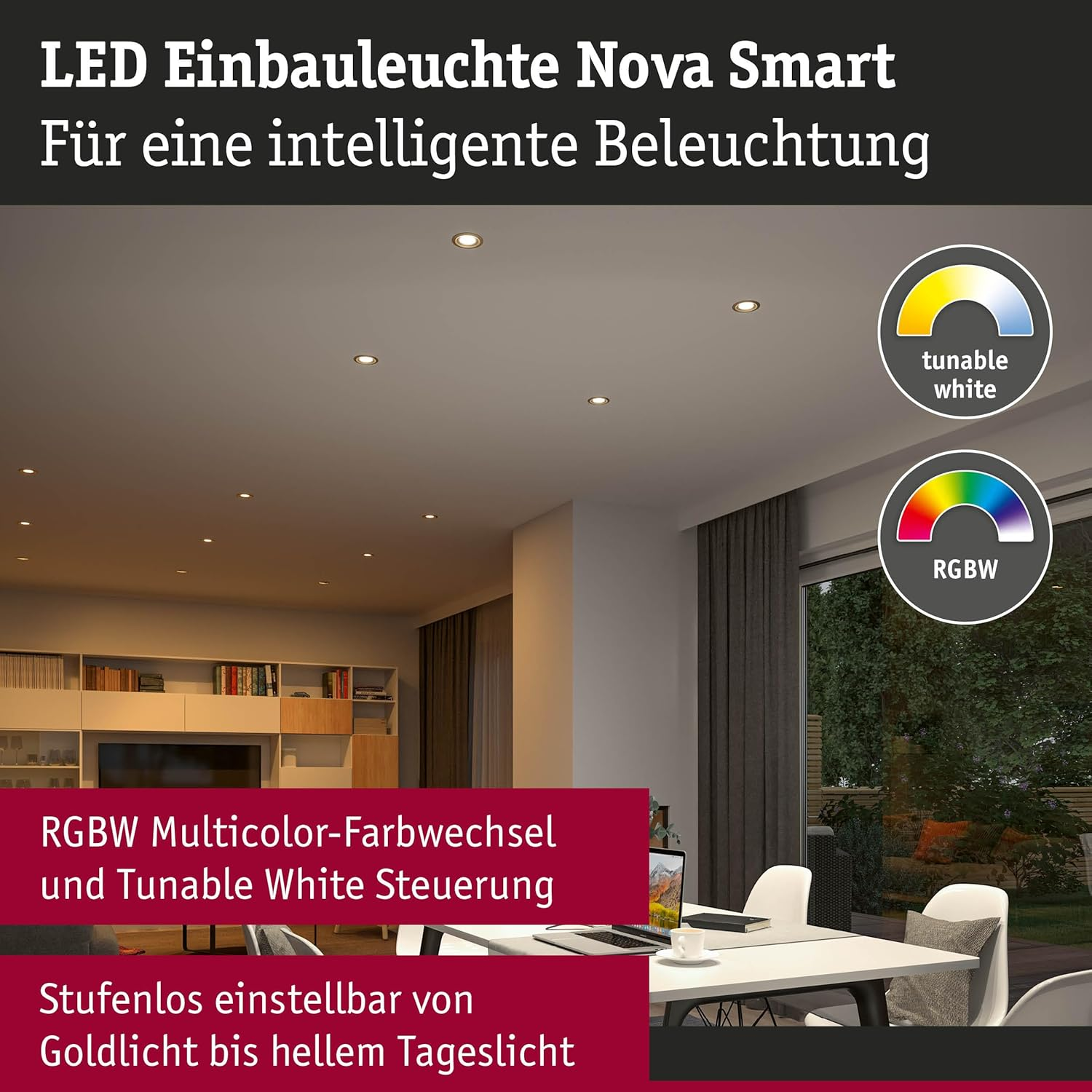 Paulmann Nova Coin 92436 LED Recessed Light round 84 Mm 50&deg; RGBW+ 3 X 6 W 3 X 500 Lm 230 V Gold Matt Aluminium Die-Cast image number 2