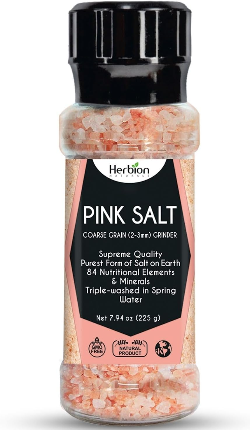 Herbion Naturals Himalayan Pink Salt Grinder - Coarse Grain, 225 Grams | GMO Free, Vegan, Kosher Certified | Chemical Free, All-Natural image number 2
