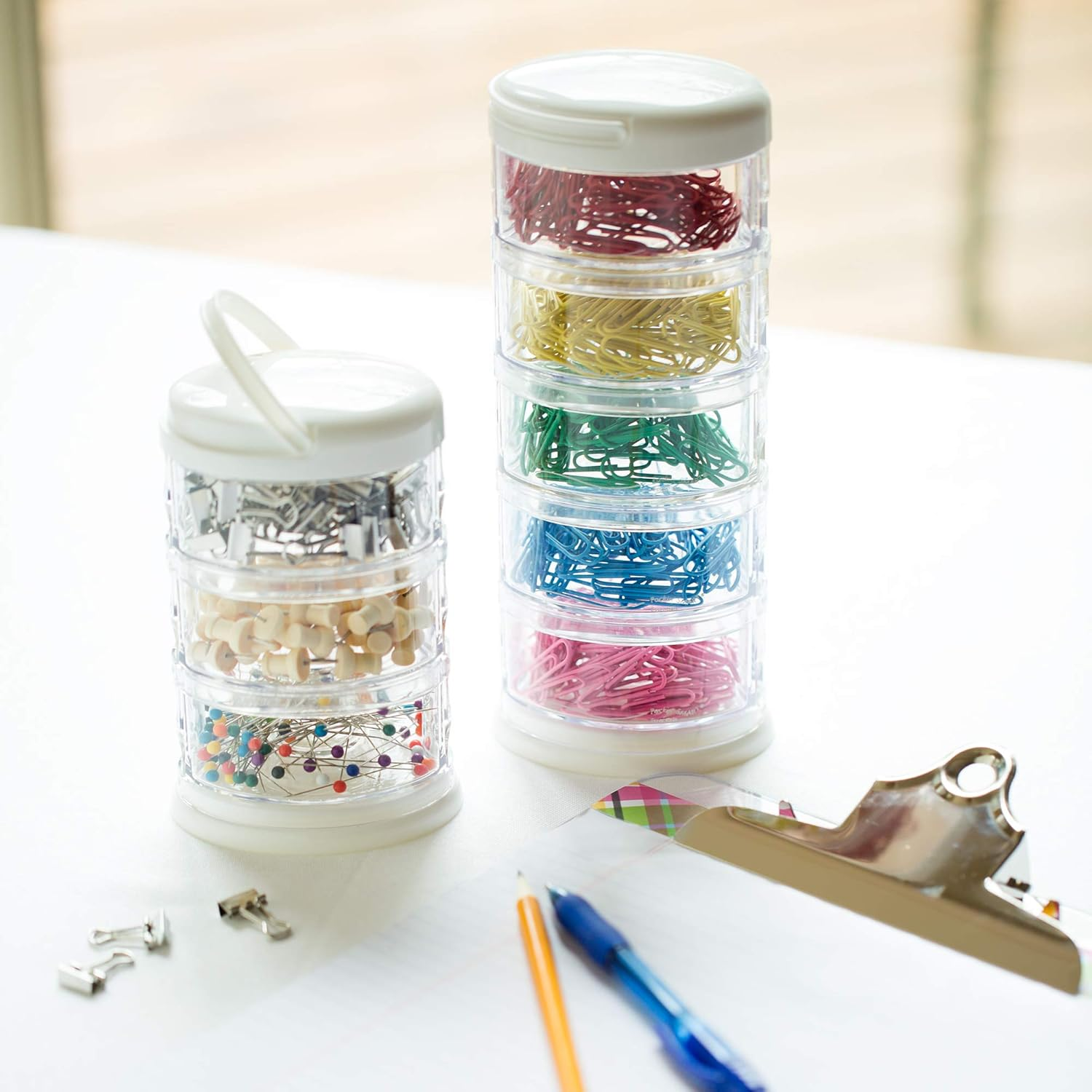 Innobaby Packin' Smart Stackable and Portable Storage System for Formula, Baby Snacks and More. 5 Stackable Cups in Lime Sorbet. BPA Free.