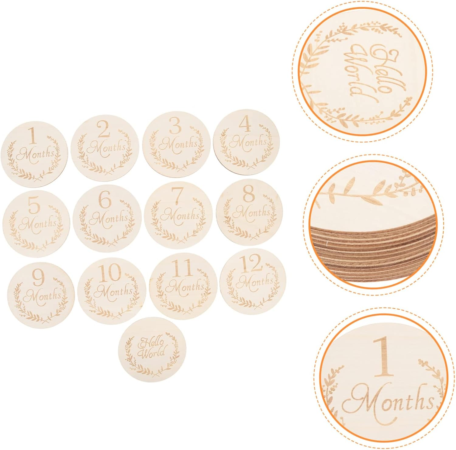 DOITOOL 13Pcs Wooden Slices Baby Milestone Cards Monthly Commemorative Photo Props for Newborn Growth Tracking image number 4