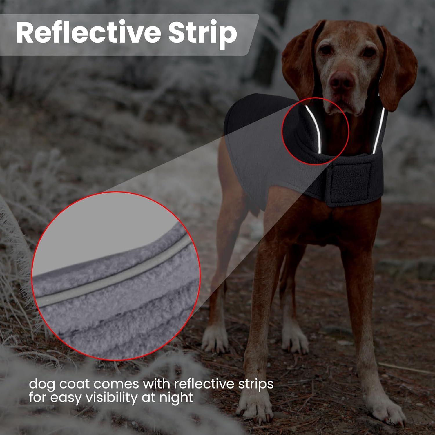 Windproof Winter Warm Fleece Dog Coat Jacket Reflective Soft Pet Dog Vest Apparel Overcoat for Small Medium Large Breeds for Cold Weather Leash Access image number 5