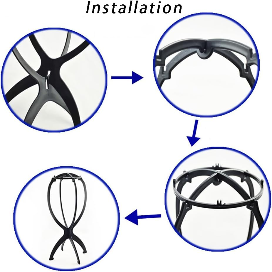 4 Pcs Wig Stand for Wigs,Wig Holders, Wig Head Stands,Mask Stands,Portable Wig Head Stands Collapsible Wig Holders for All Wigs and Hats (13.8 Inch) image number 2
