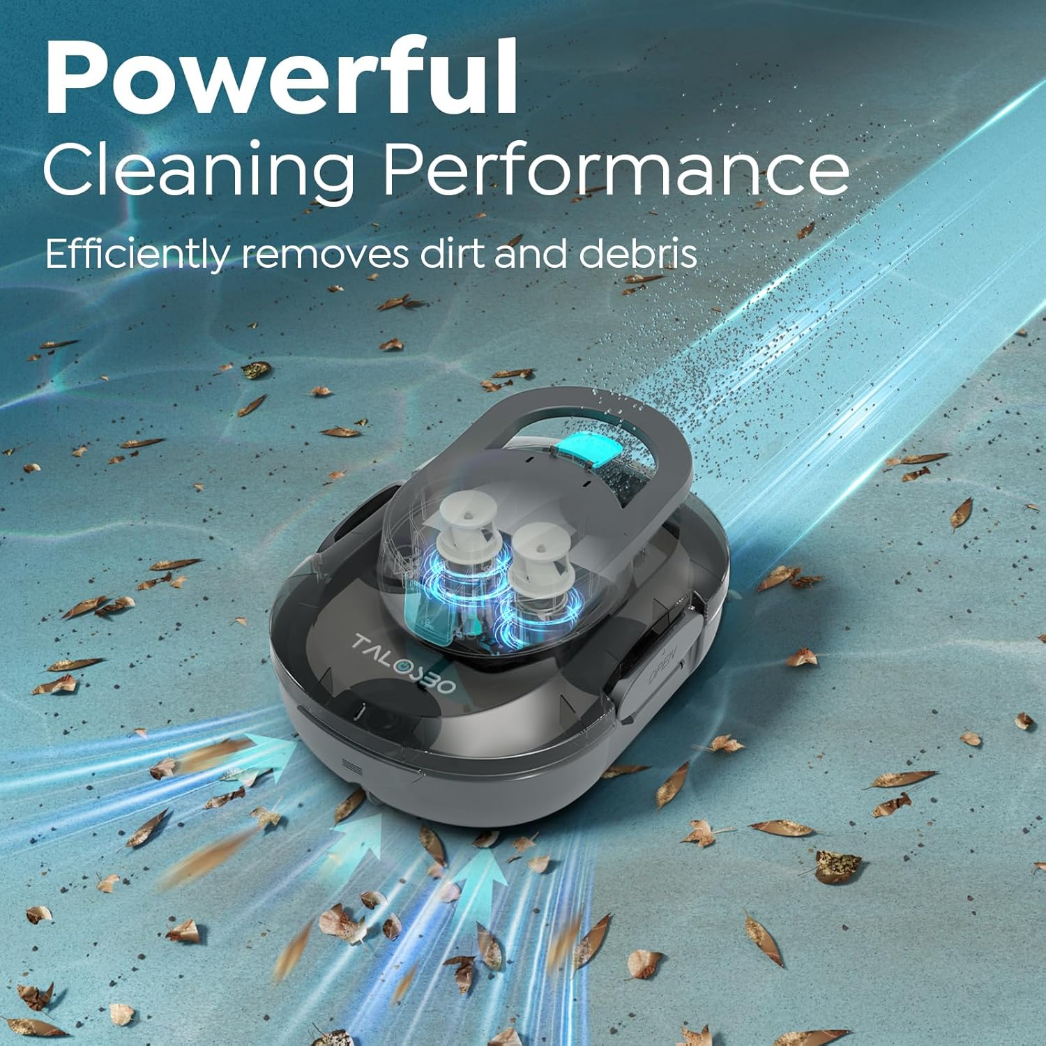 (2025 New) TALOSBO Pleco S1 Cordless Pool Vacuum with 75-80Mins Runtime, Robotic Pool Cleaner for above Ground Flat-Bottomed Pools up to 60㎡, Lightweight, 2.5H Fast Charging, Auto-Parking image number 6