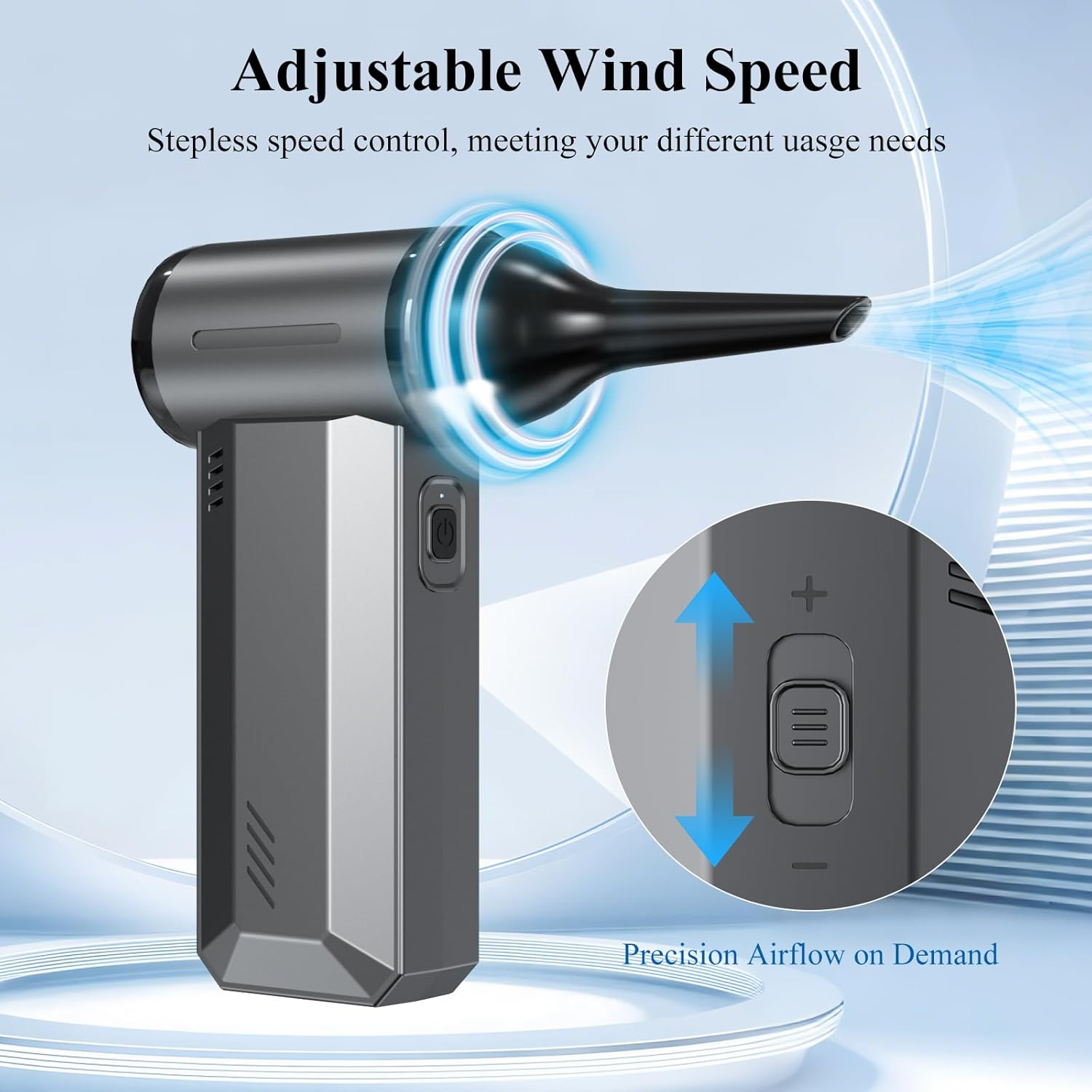 Minthouz 180000RPM Super Power Handheld Air Duster, Slider Adjustable Electric Air Blower, Type-C Rechargeable, Portable &Lightweight, Dust Blower for Home, Outdoor, Car and Keyboard image number 6