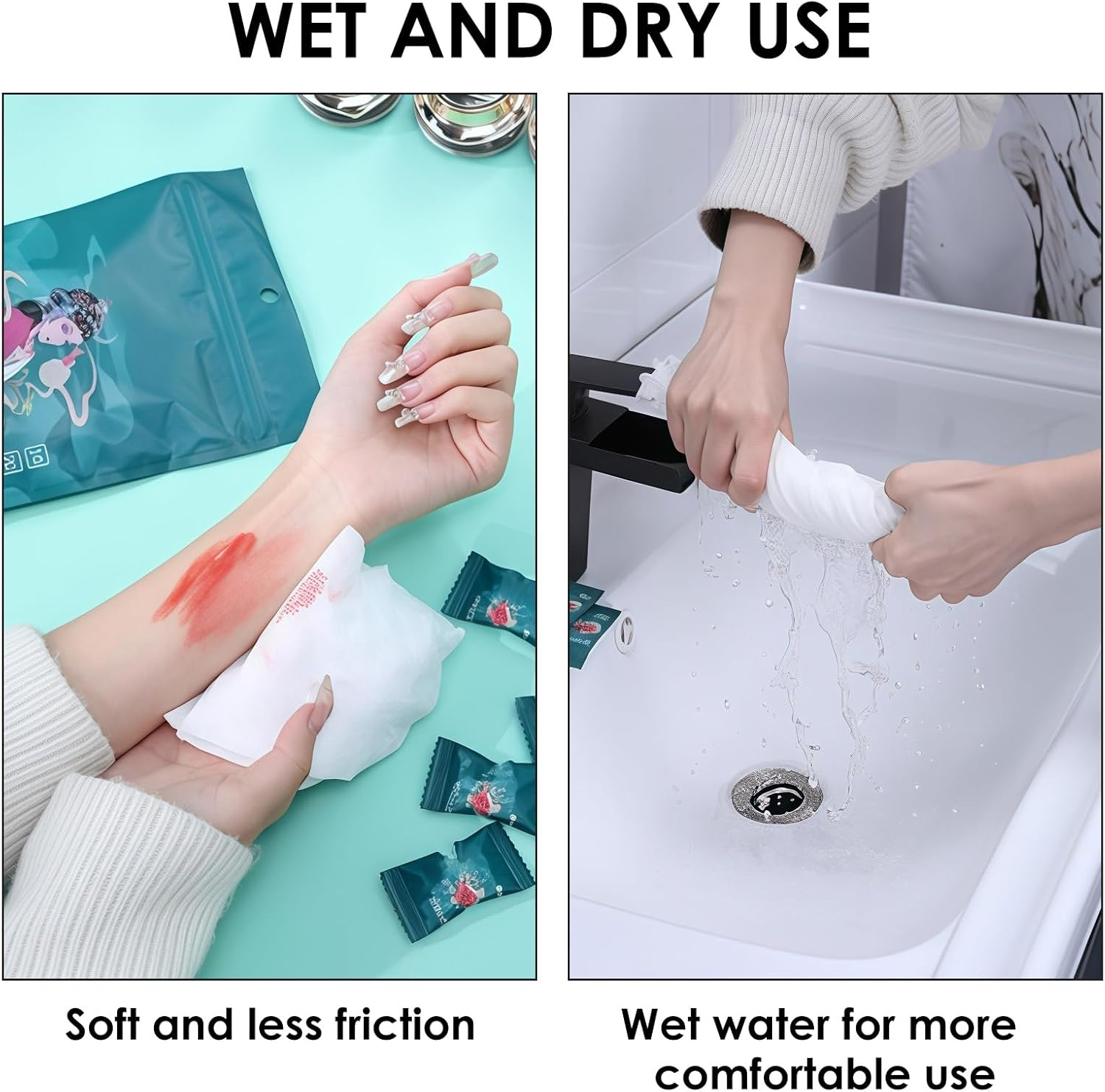 Reignsword 100 Pack Disposable Towels 9.4&rdquo; X 11.8&rdquo;, Soft Face Towelettes for Makeup and Clean, Face Wipes for Travel Camping Hiking Outdoor