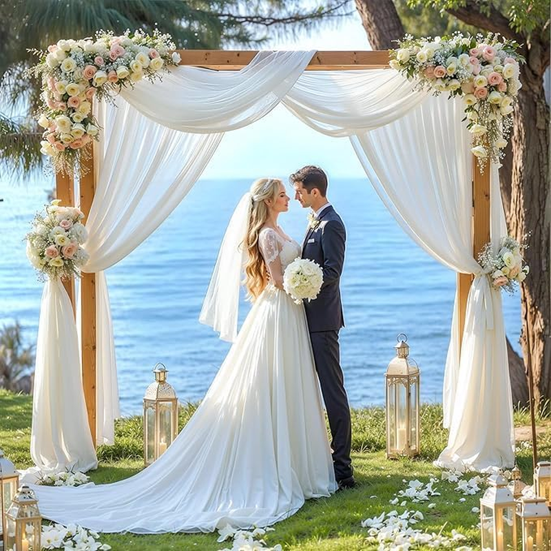 Acemedia Wedding Arch Draping Fabric, 1 Panel 28" X 19Ft White Arch Drapes Sheer Backdrop Curtain for Ceremony Party Ceiling Decor image number 3