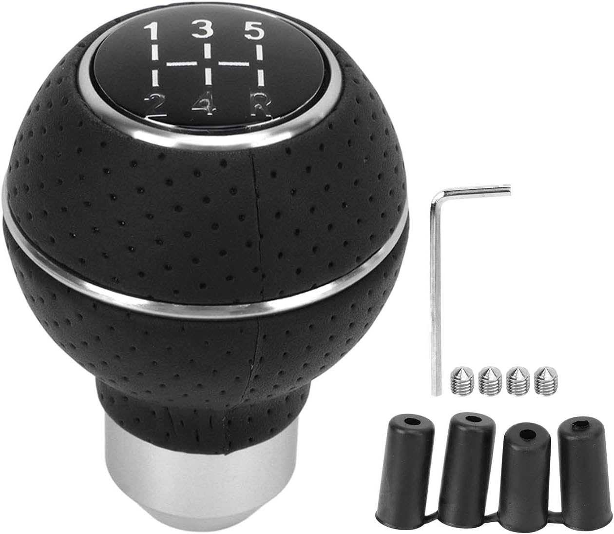 Gear Knob, 5 Speed ​​Decorative Easy to Use Universal Aluminum Alloy Car Shift Knob for Automobile (White) image number 1