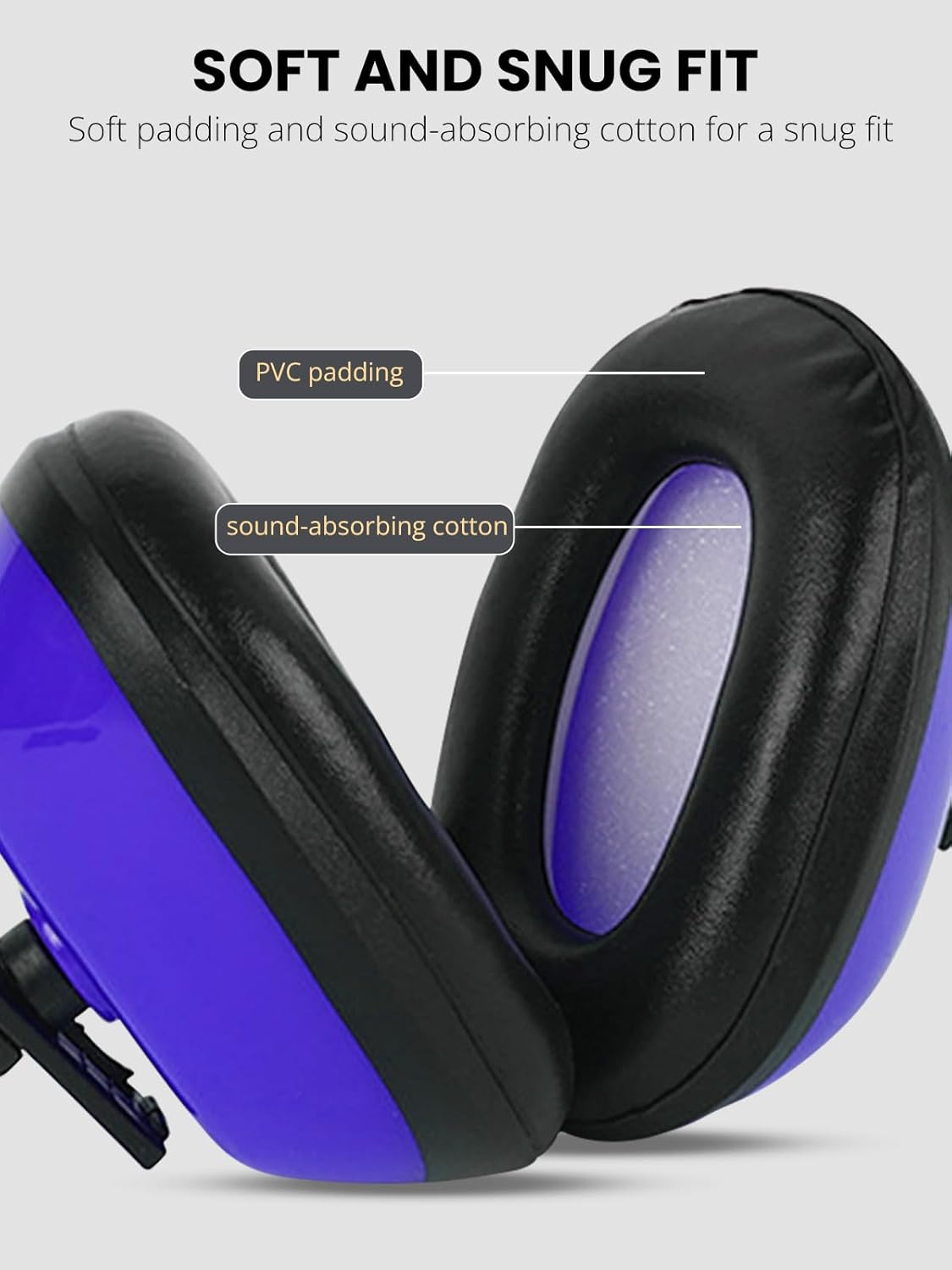 Gizmolet Noise Cancelling Headphones, Thick Padded Ear Protection Earmuffs with Adjustable Headband, Hearing Protection for Shooting, Mowing, Construction and Loud Work, Blue image number 5