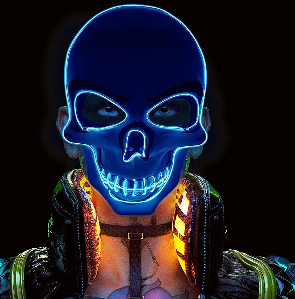 Halloween Mask, LED Glowing Horror White Skull Mask,Grim Reaper Mask,Halloween Carnival Party Cosplay Atmosphere Props image number 6