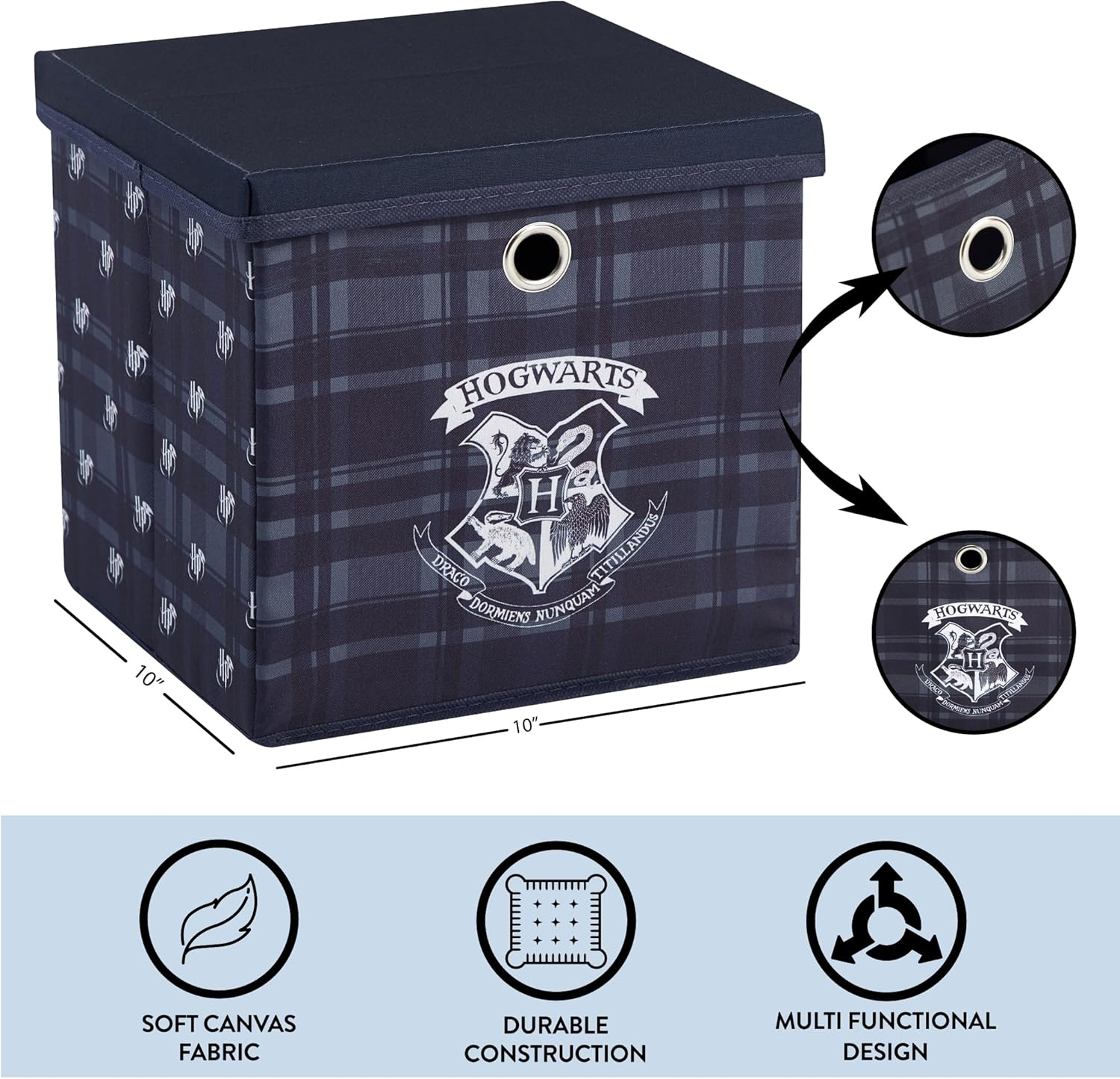 Harry Potter Collapsible Storage Cube with Removable Lid, 10" Wx10 Hx10 D image number 1