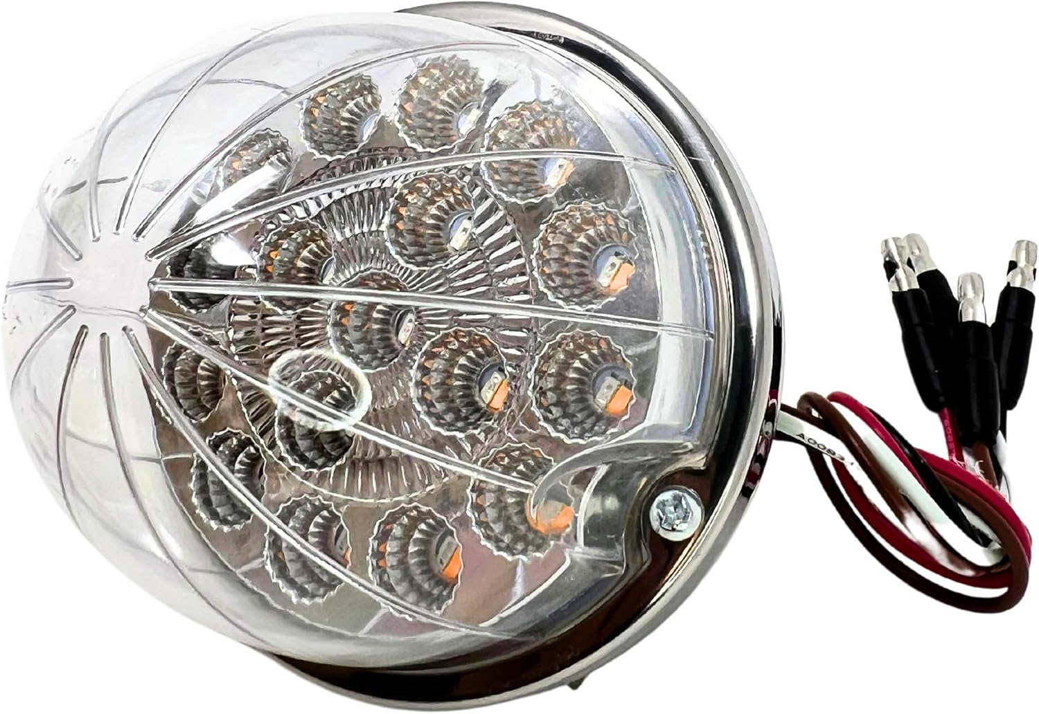 2PCS Dual Revolution White Reading Sport Marker to Red Auxiliary 17 LED Watermelon Lights Clear Lens & Stainless Steel Bezel Marker Lights for Freightliner Kenworth Peterbilt Trailer Heavy Trucks IP67 image number 1