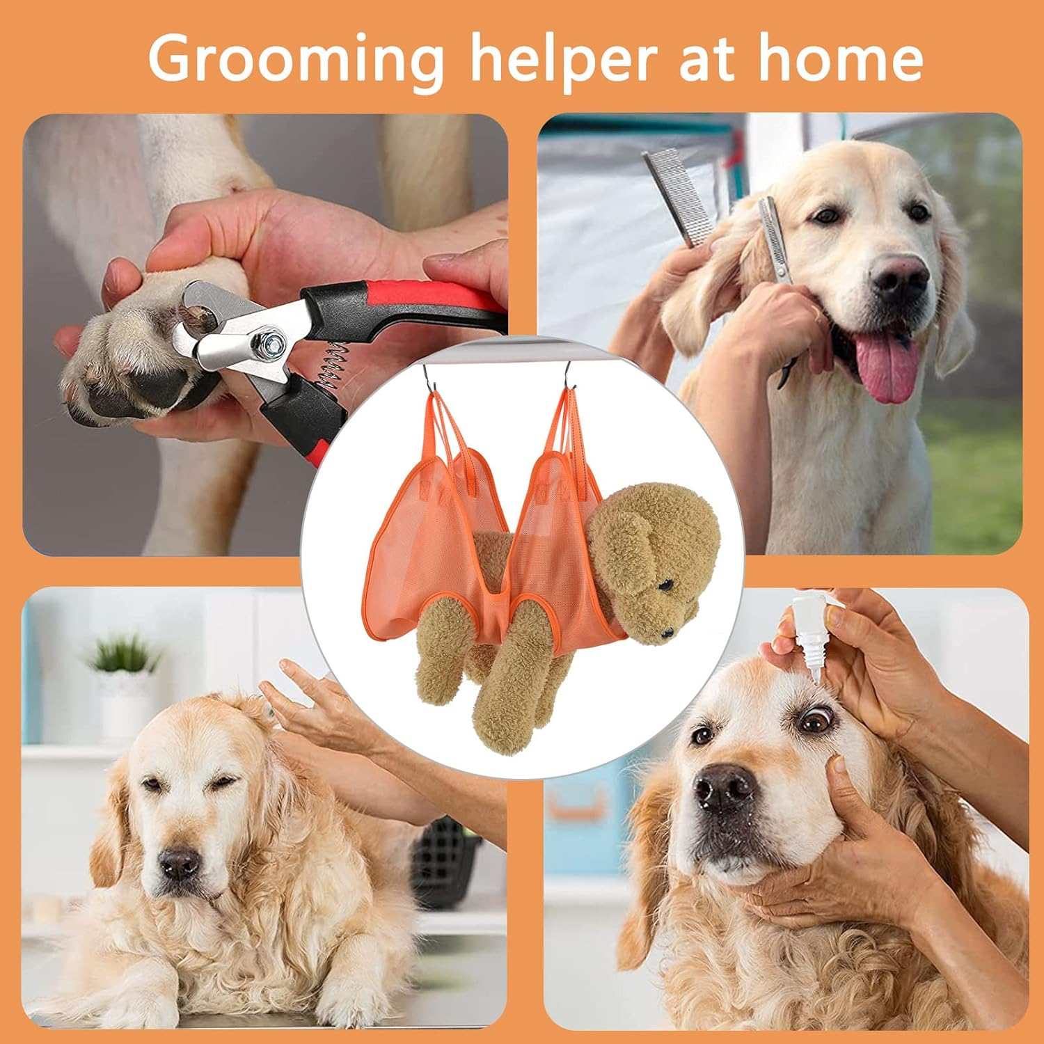 Dog Grooming Sling, Breathable Soft Washable Pet Restraint Hammock, Dog Grooming Hammock Dog Hanging Holder for Small Medium Cat Nail Trimming (S) image number 2