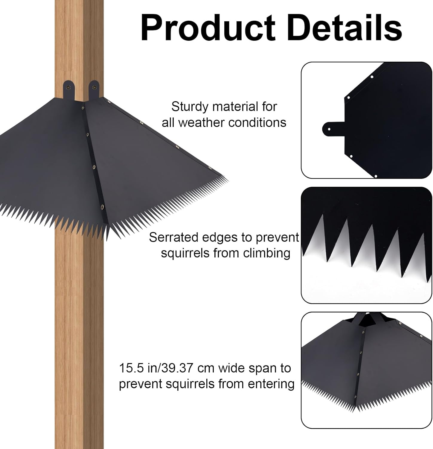 Lasuroa 4Pcs Serrated Squirrel Baffles, PVC Bird Feeder Pole Squirrel Proof Baffles Shepherds Hook Squirrels Guard for Outdoors Bird Feeder Pole image number 5