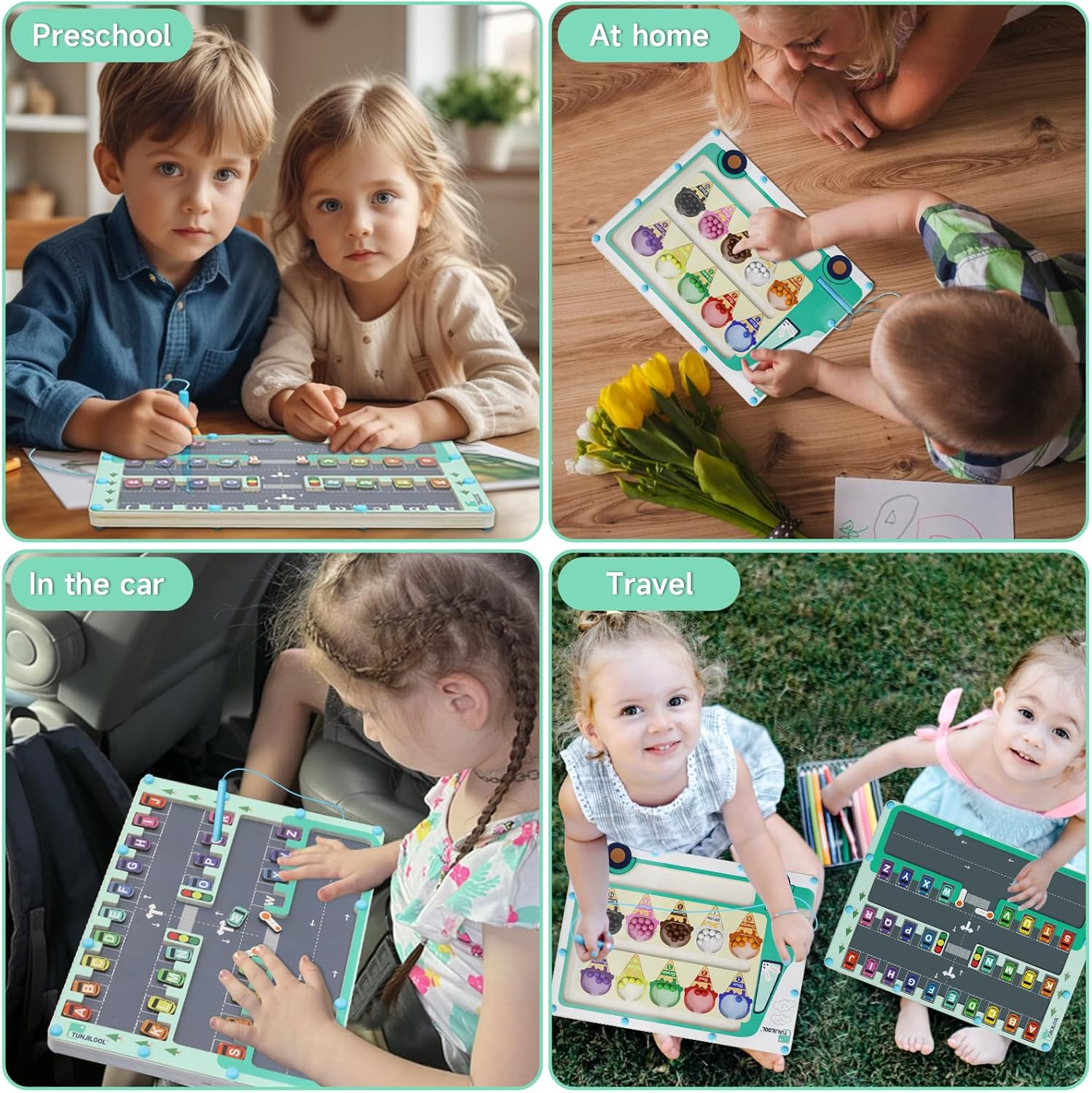 TUNJILOOL 2 in 1 Magnetic Color and Number Maze Board, Alphabet Counting Puzzle Double Sided Busy Board, Montessori Educational Toys for Kids, Fine Motor Skills Learning Toys image number 6