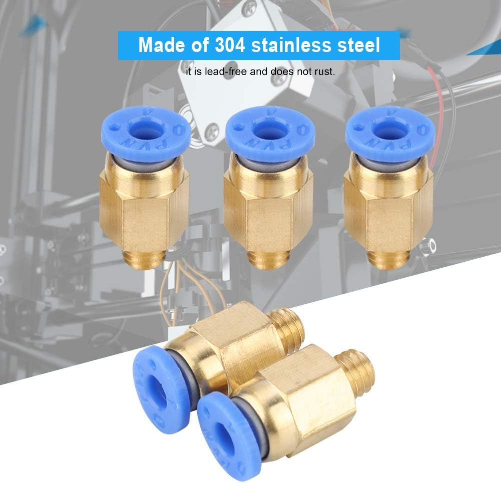 Ejoyous 5 PCS PC4-M6 Straight-Through Pneumatic Connectors, 304 Stainless Steel, 6Mm Thread Compact & Stylish, for PU Hose/Nylon Tube (PTFE Tube OD 4Mm)