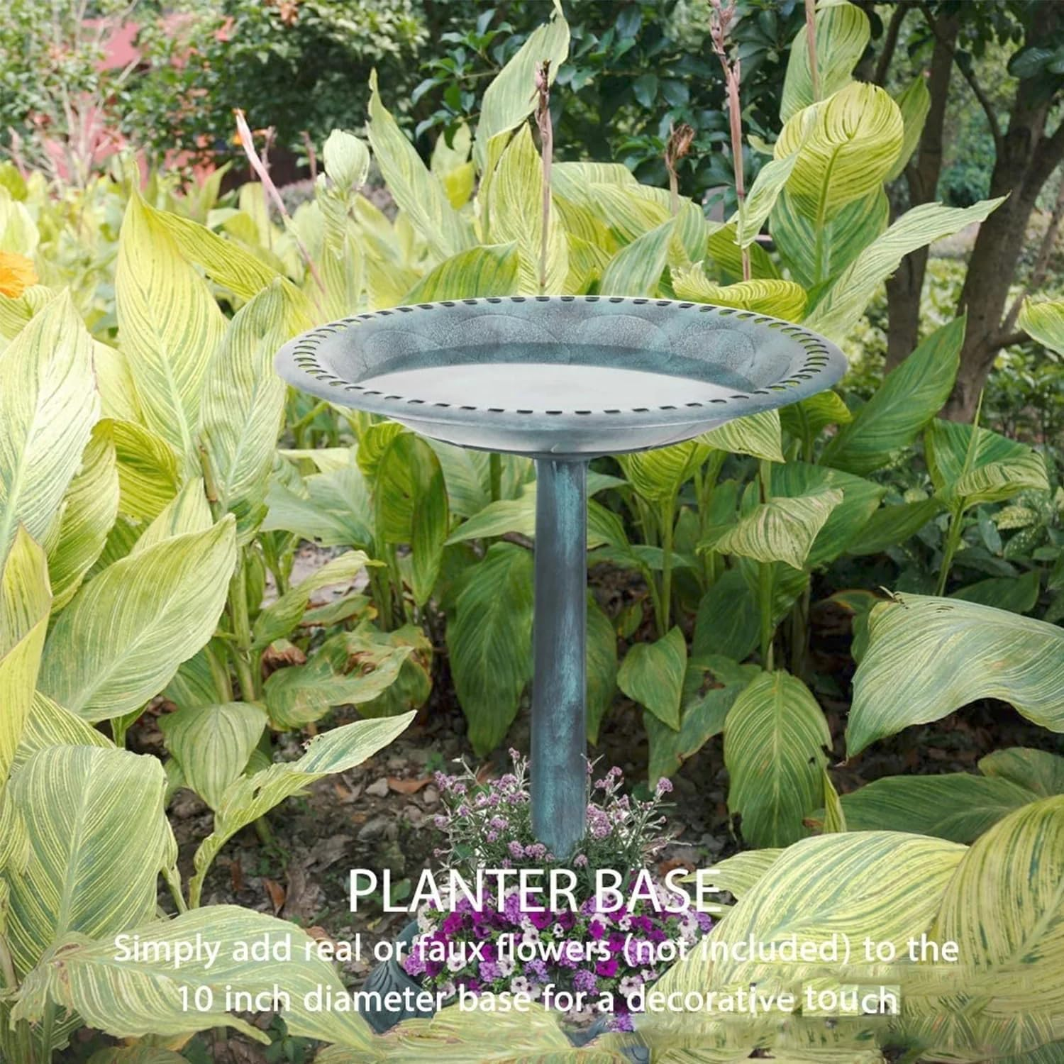 Birdbath Water Bowl Bird Bath Feeder Station Outdoor Pedestal Garden Decor Art image number 1