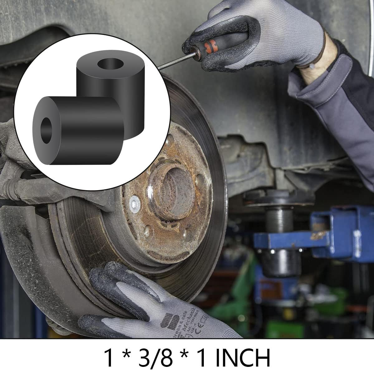 10Pcs Tear Resistant Multi-Purpose Rubber Spacer 1" OD X 3/8" ID X 1" Thick Rubber Bushing Solid Smooth round Neoprene Rubber Washers for Car,Motor,Bars Accessories image number 2