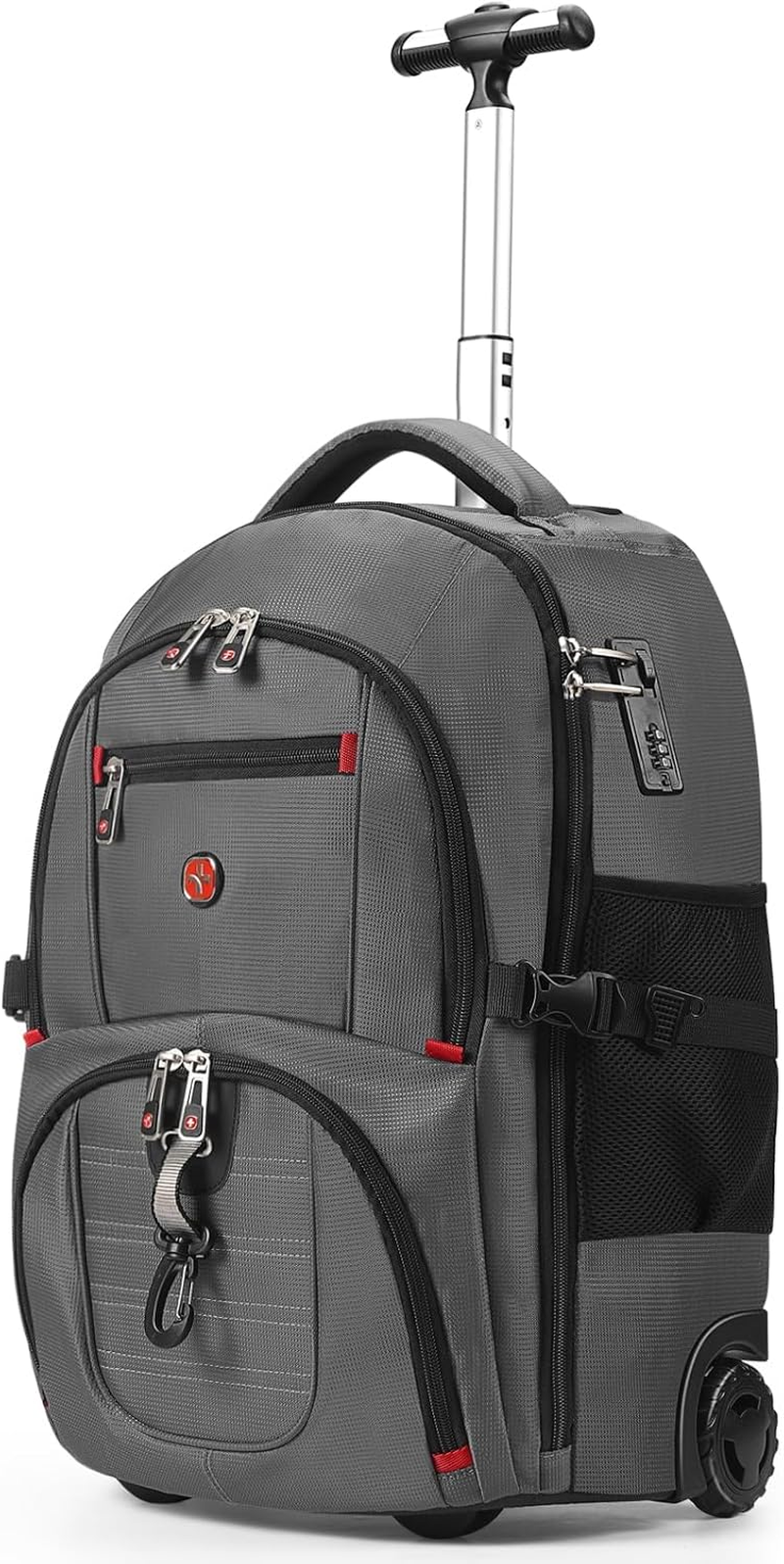 Extra Large Rolling Backpack with Wheels - Water-Resistant, 18" Laptop Compartment, 22.5"X15"X10", 55L Capacity, Ideal Carry-On for Weekend Travel, College, Work - Wheeled Business Backpack for Adults