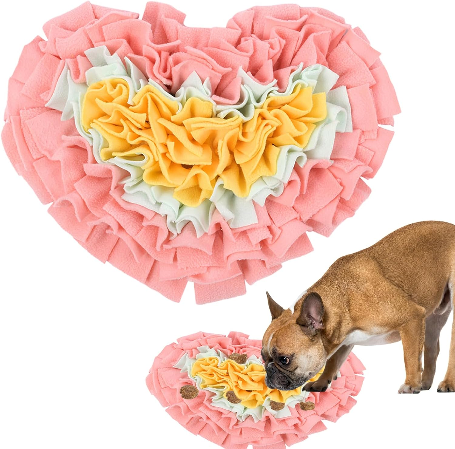 Snuffle Mat for Dogs, Interactive Enrichment Toy for Puppies & Small Dogs, Slow Feeding Mat for Mental Stimulation & Natural Foraging Skills, Dog Puzzle Feeder & Boredom Buster(Pink Heart, 30*28CM) image number 3